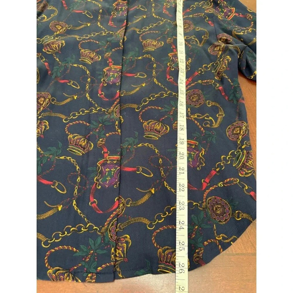 Vintage Tapestry Designs Women's Royal Equestrian Print Button Down Shirt Size 8 - Picture 10 of 12